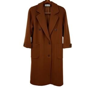 Vintage Calvin Klein Wool Coat Women's 6 Cinnamon Union Made in USA FLAWS